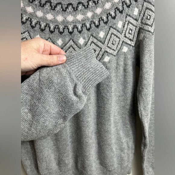 Sunice wool-cotton fair isle sweater, M, crewneck, gray, Ski Lodge Cottagecore - Picture 5 of 8